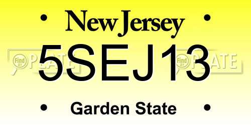 5SEJ13 New Jersey License Plate