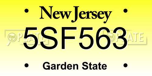 5SF563 New Jersey License Plate