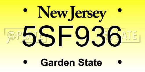 5SF936 New Jersey License Plate