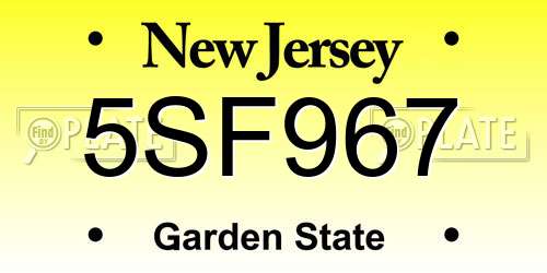 5SF967 New Jersey License Plate