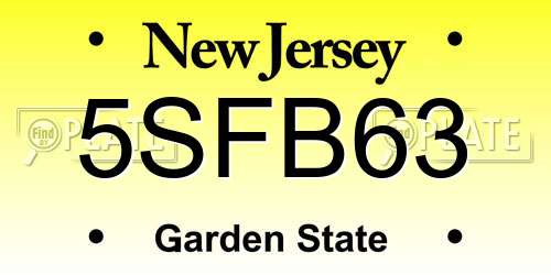 5SFB63 New Jersey License Plate