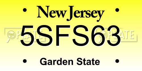 5SFS63 New Jersey License Plate