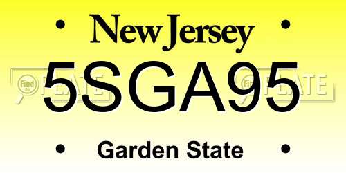 5SGA95 New Jersey License Plate