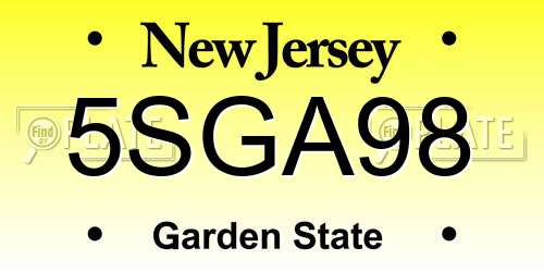 5SGA98 New Jersey License Plate