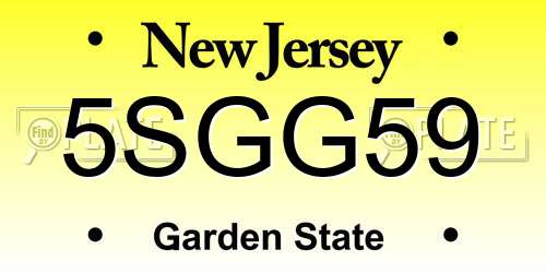 5SGG59 New Jersey License Plate