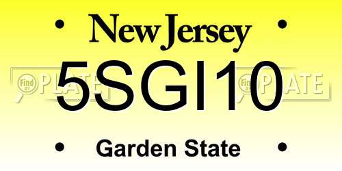 5SGI10 New Jersey License Plate