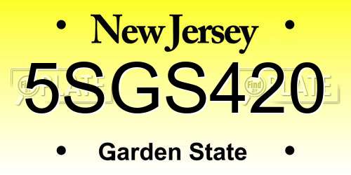 5SGS420 New Jersey License Plate