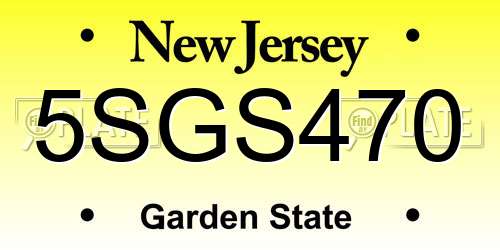 5SGS470 New Jersey License Plate