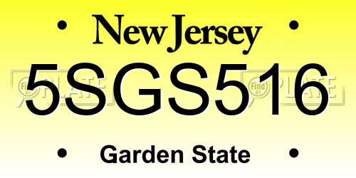 5SGS516 New Jersey License Plate