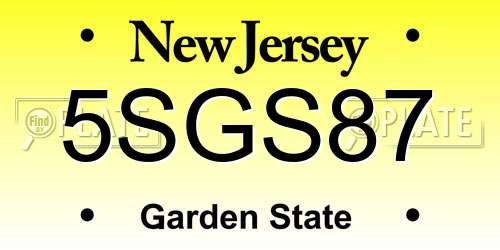5SGS87 New Jersey License Plate