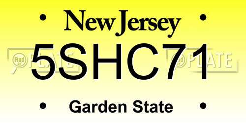 5SHC71 New Jersey License Plate