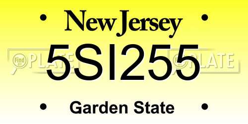 5SI255 New Jersey License Plate