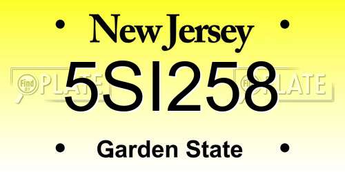 5SI258 New Jersey License Plate