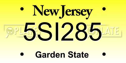 5SI285 New Jersey License Plate
