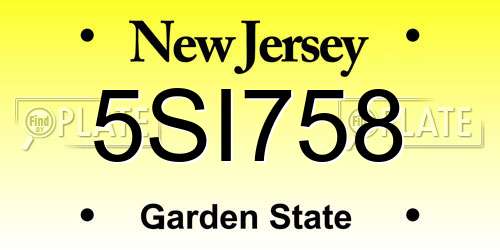 5SI758 New Jersey License Plate