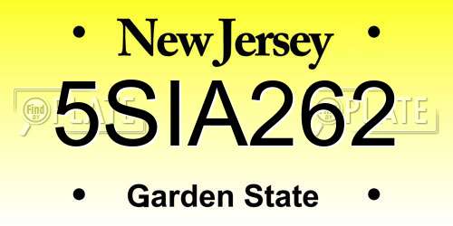 5SIA262 New Jersey License Plate