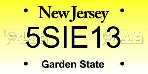 5SIE13 New Jersey License Plate