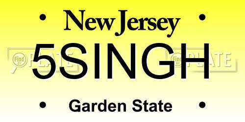 5SINGH New Jersey License Plate