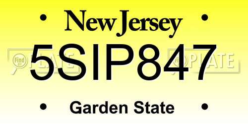 5SIP847 New Jersey License Plate