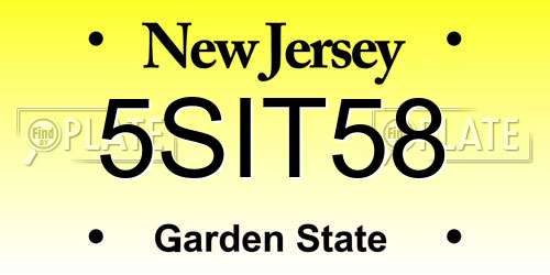 5SIT58 New Jersey License Plate