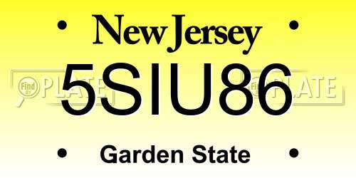 5SIU86 New Jersey License Plate
