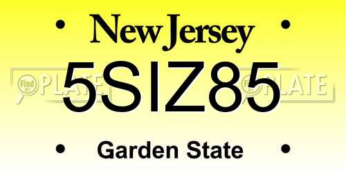 5SIZ85 New Jersey License Plate