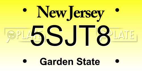 5SJT8 New Jersey License Plate
