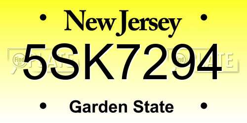 5SK7294 New Jersey License Plate