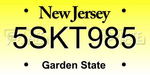 5SKT985 New Jersey License Plate