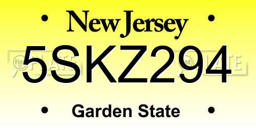 5SKZ294 New Jersey License Plate