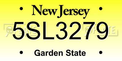 5SL3279 New Jersey License Plate