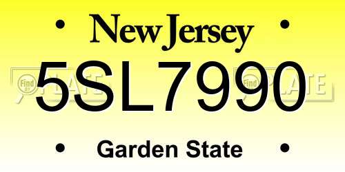 5SL7990 New Jersey License Plate