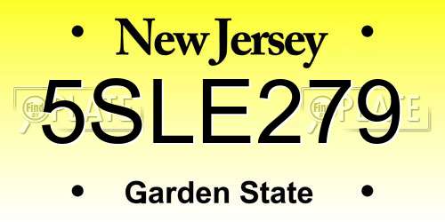 5SLE279 New Jersey License Plate