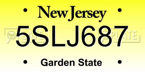 5SLJ687 New Jersey License Plate