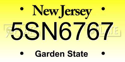 5SN6767 New Jersey License Plate