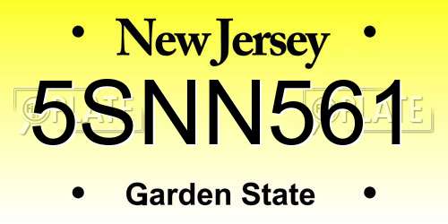 5SNN561 New Jersey License Plate