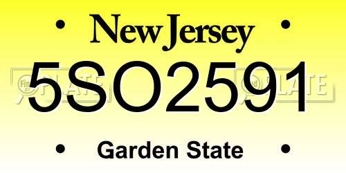 5SO2591 New Jersey License Plate