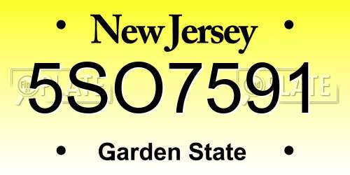 5SO7591 New Jersey License Plate