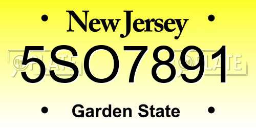 5SO7891 New Jersey License Plate