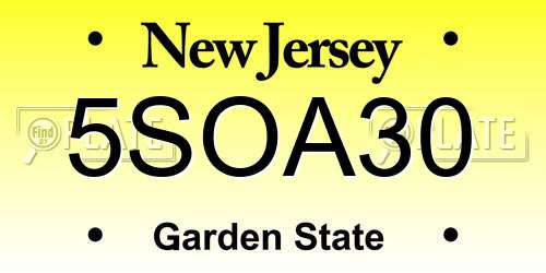 5SOA30 New Jersey License Plate