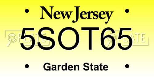 5SOT65 New Jersey License Plate