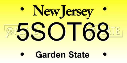 5SOT68 New Jersey License Plate