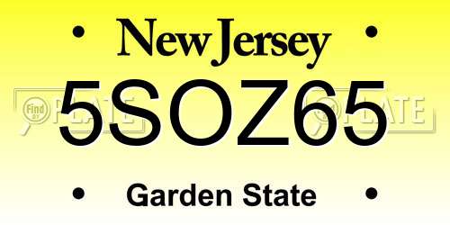 5SOZ65 New Jersey License Plate