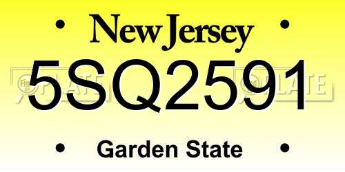 5SQ2591 New Jersey License Plate