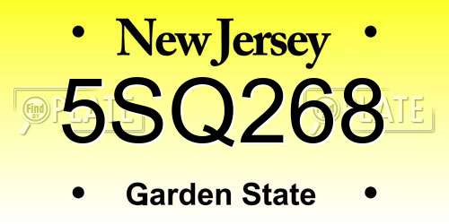 5SQ268 New Jersey License Plate
