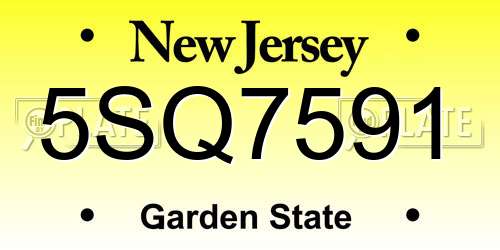 5SQ7591 New Jersey License Plate