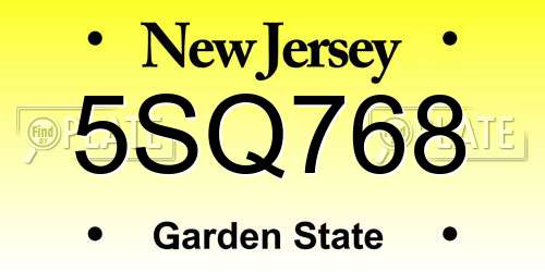 5SQ768 New Jersey License Plate