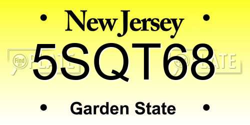 5SQT68 New Jersey License Plate