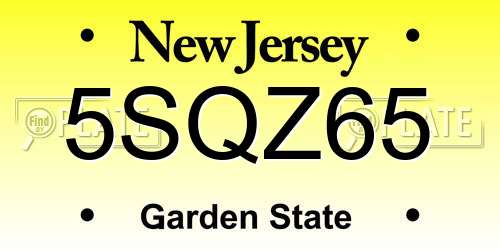 5SQZ65 New Jersey License Plate