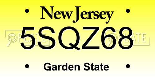 5SQZ68 New Jersey License Plate